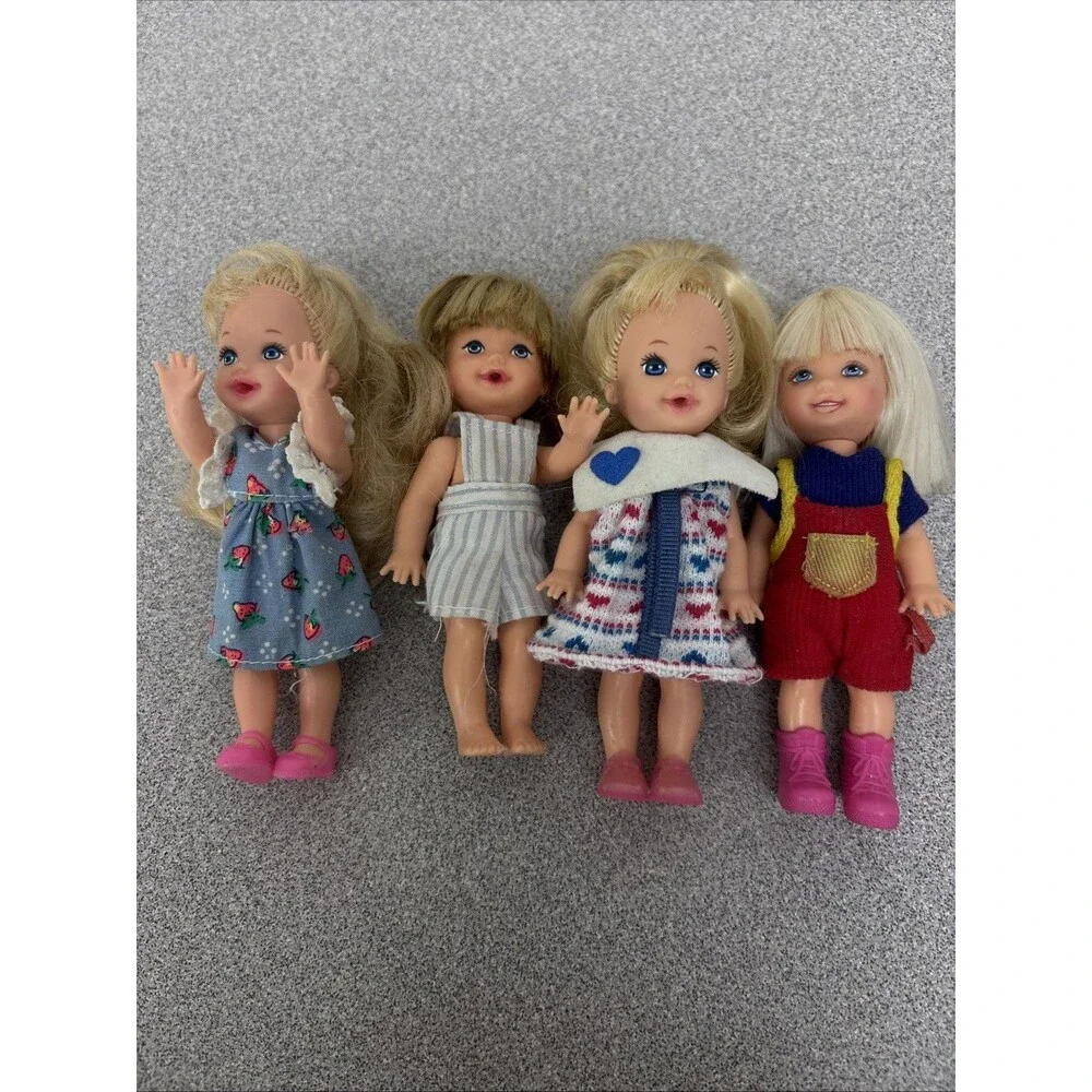 Vintage 1994 Mattel Barbie KELLY Dolls, Lever Back Arm Movements, 3 Girls, 1 Boy